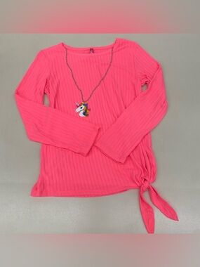 HOT PINK RIBBED GIRLS SHIRT
